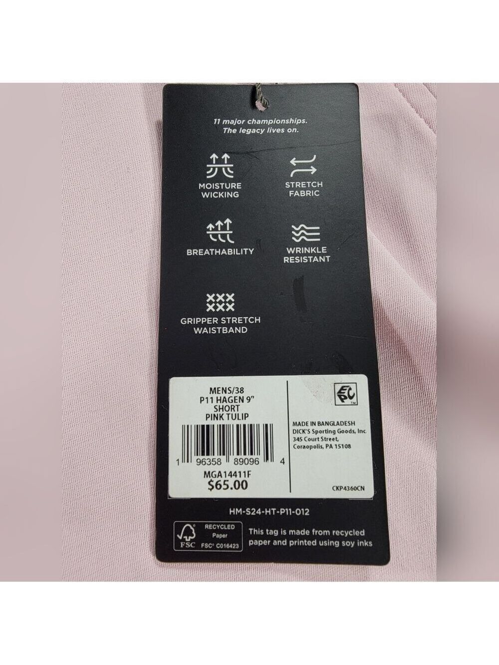 NEW WALTER HAGEN Performance 11 Golf Shorts Mens 38 Pink Lightweight Stretch 9" - Picture 3 of 12